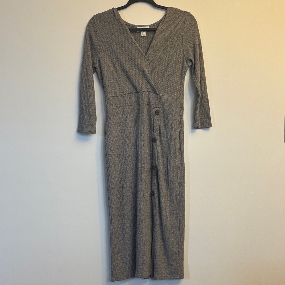 Monteau Charcoal 3/4 Sleeve Midi Dress